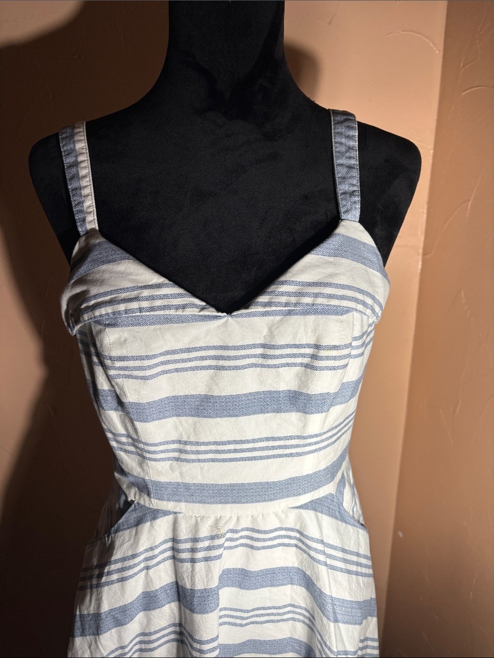 Trixxi White and Light Blue Striped Mini Dress - Picture 2 of 7